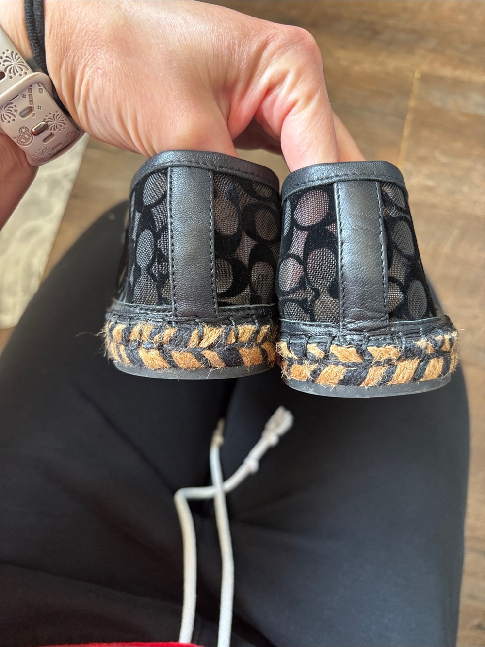 Coach Black Signature Mesh Espadrille Loafers - Picture 6 of 9